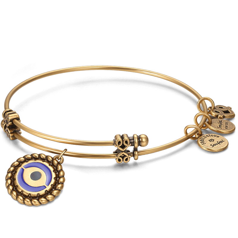 Evil Eye Charm Bangle Gold Plated