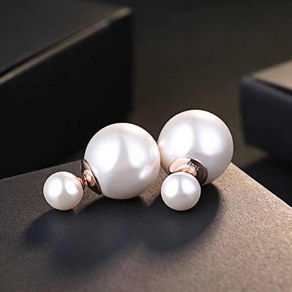 Pearl Earrings Rose Gold Plated Silver