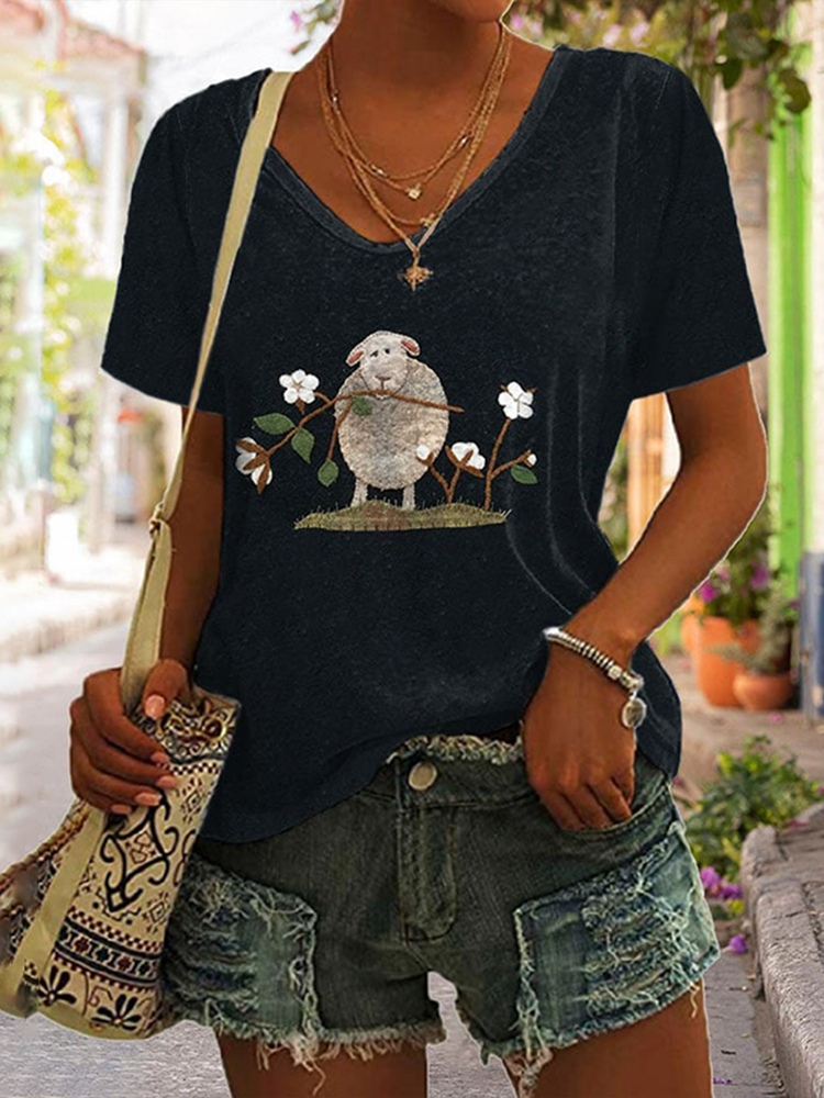 Sheep Comfort Print Comfort Short Sleeve T-Shirt