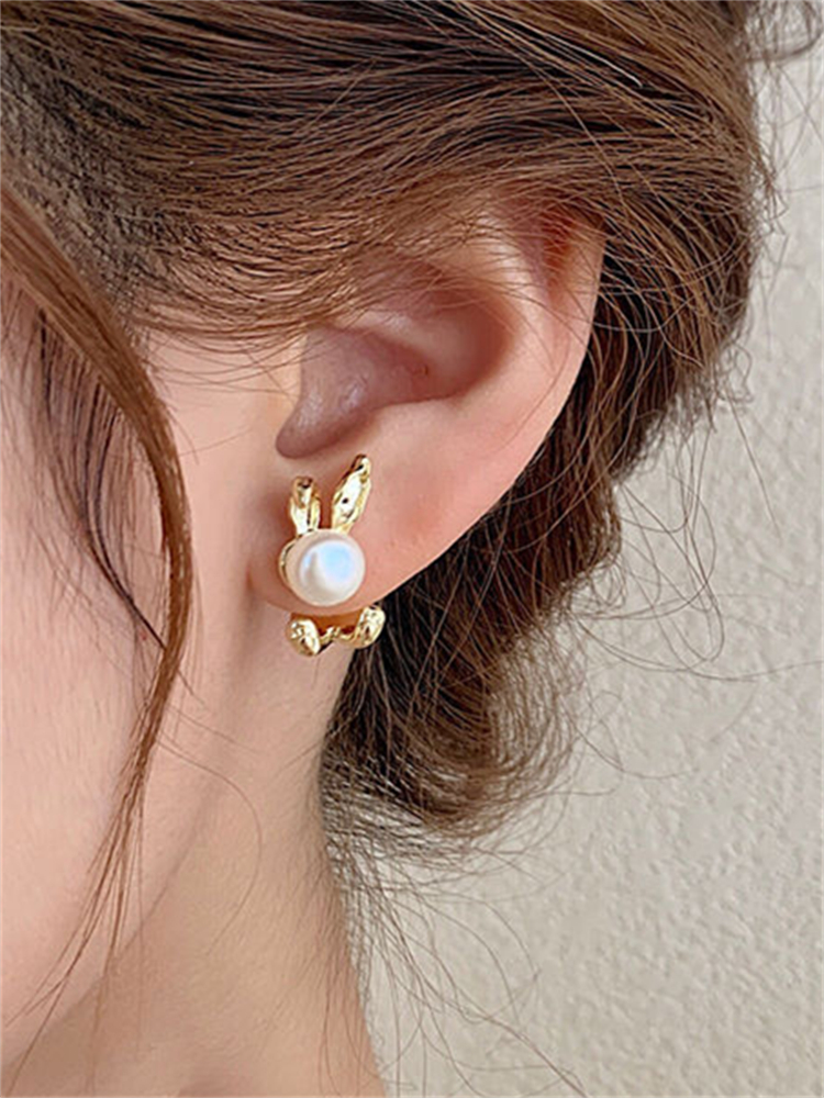 Bunny Inspired Pearl Studded Earrings