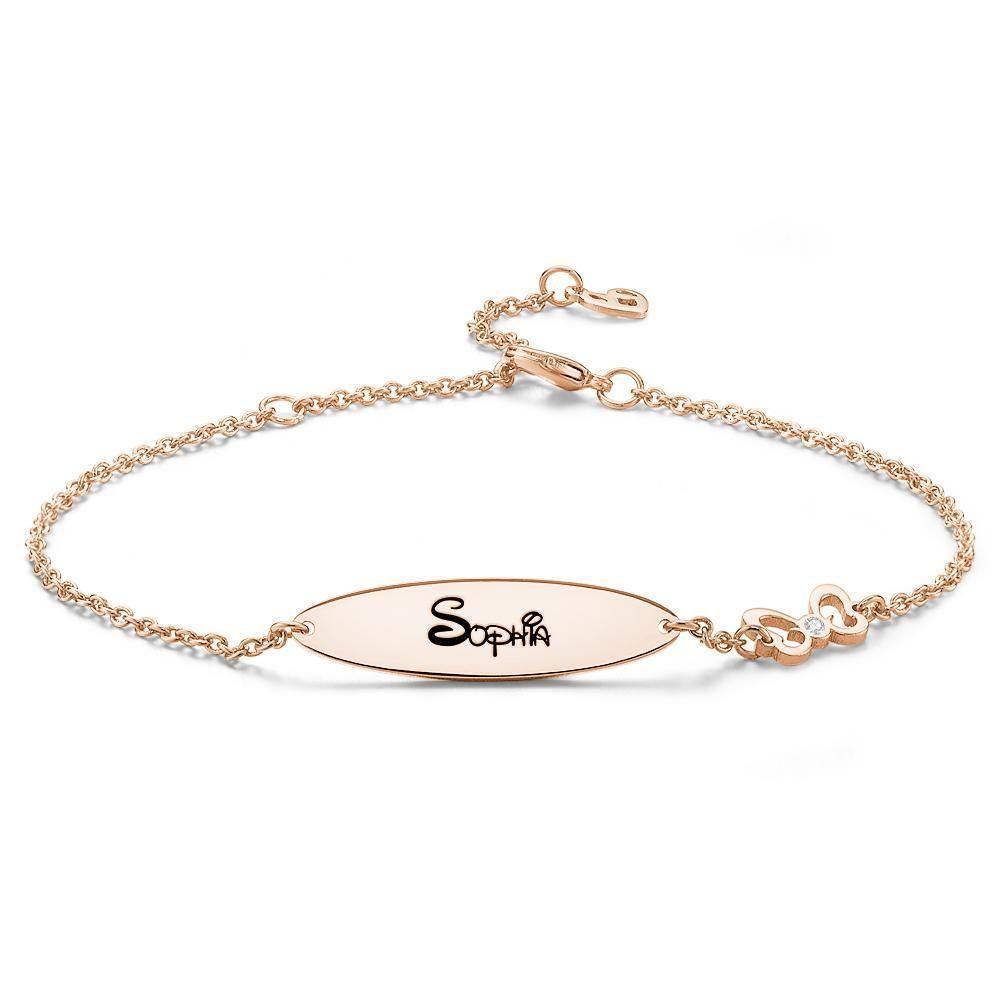 Engraved Bracelet Custom  Name Bracelet Personalized Bracelet Rose Gold Plated