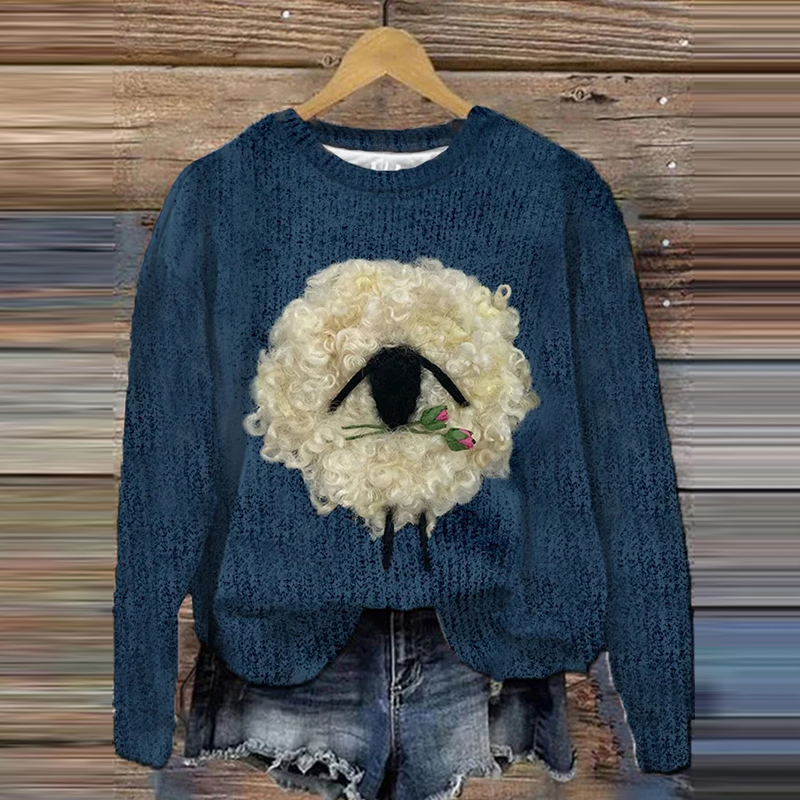 Women'S Sheep Printed Sweatshirt