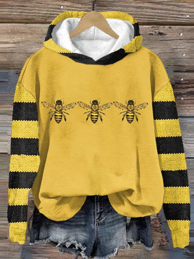 Women's Bee Casual Long Sleeve Sweatshirt Hoodie