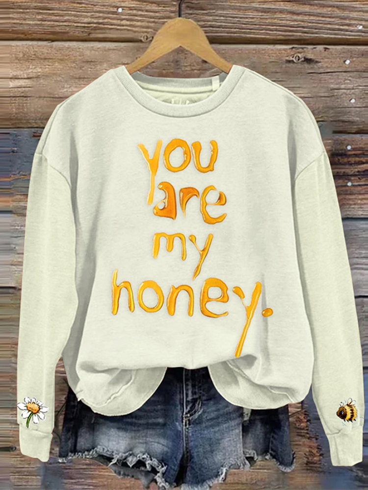 You Are My Honey Print Casual Cozy Valentine's Day Sweatshirt