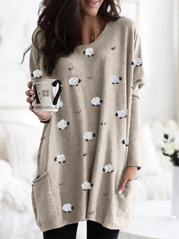 Farm Sheep Embroidery Pattern Cozy Tunic