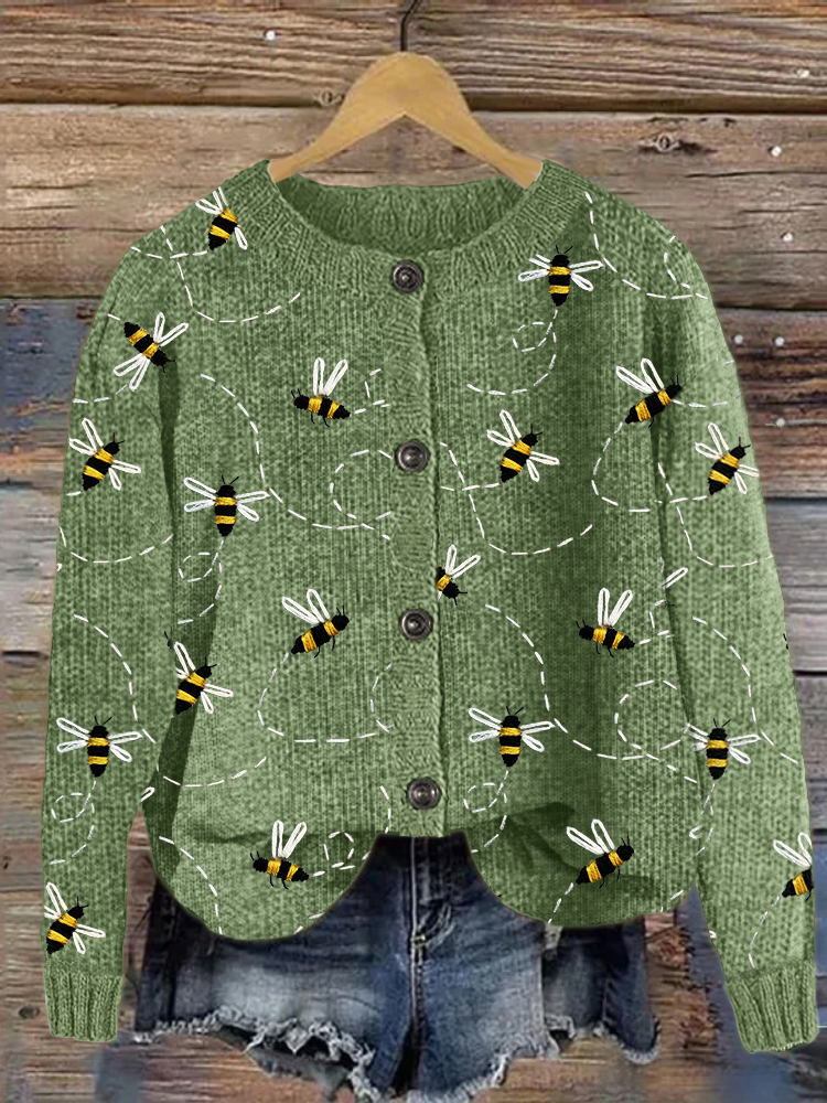 Flying Bees Embroidery Pattern Cozy Cardigan
