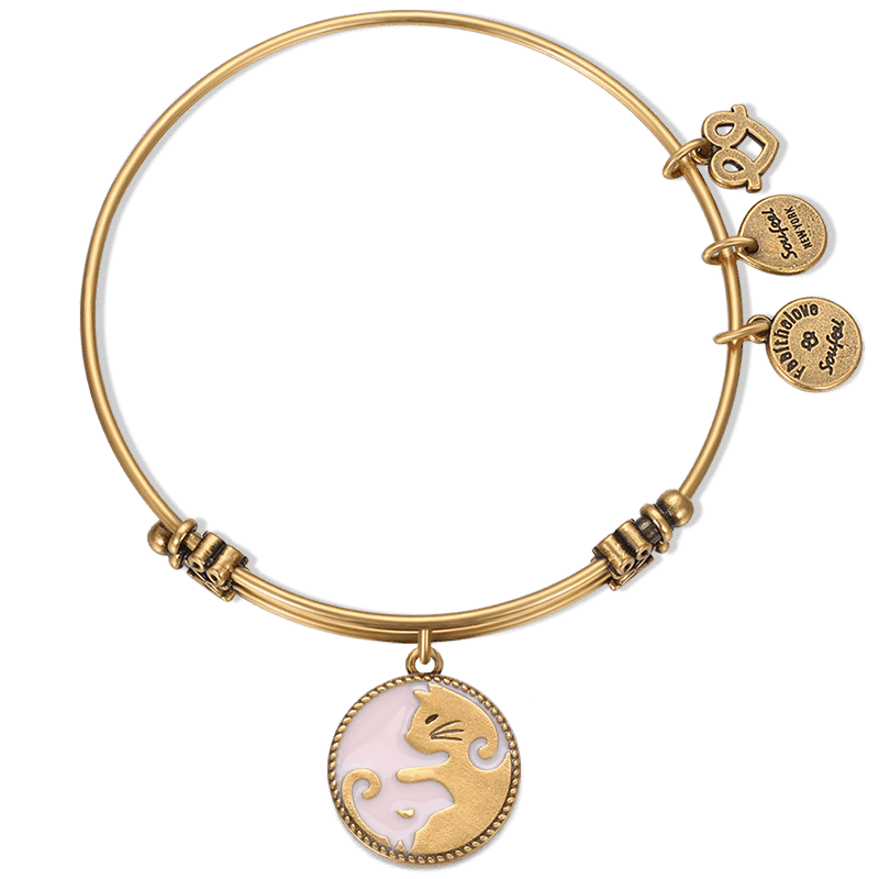 Cat Charm Bangle Gold Plated