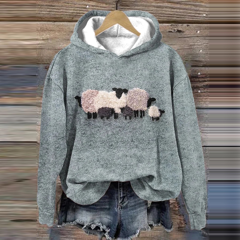 Women's Sheep Printed Hoodie