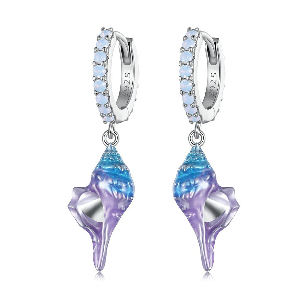 Fantasy Conch Shell Earrings Silver