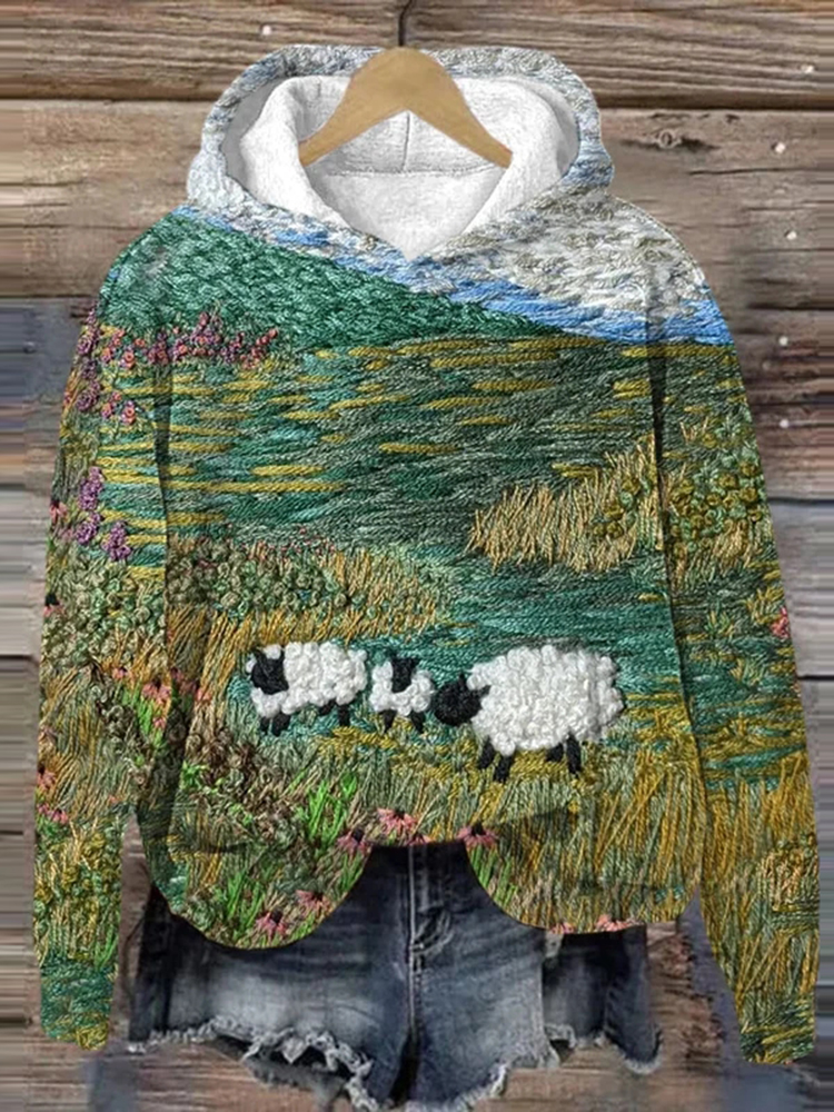 Women's Cute Sheep Print Hoodie