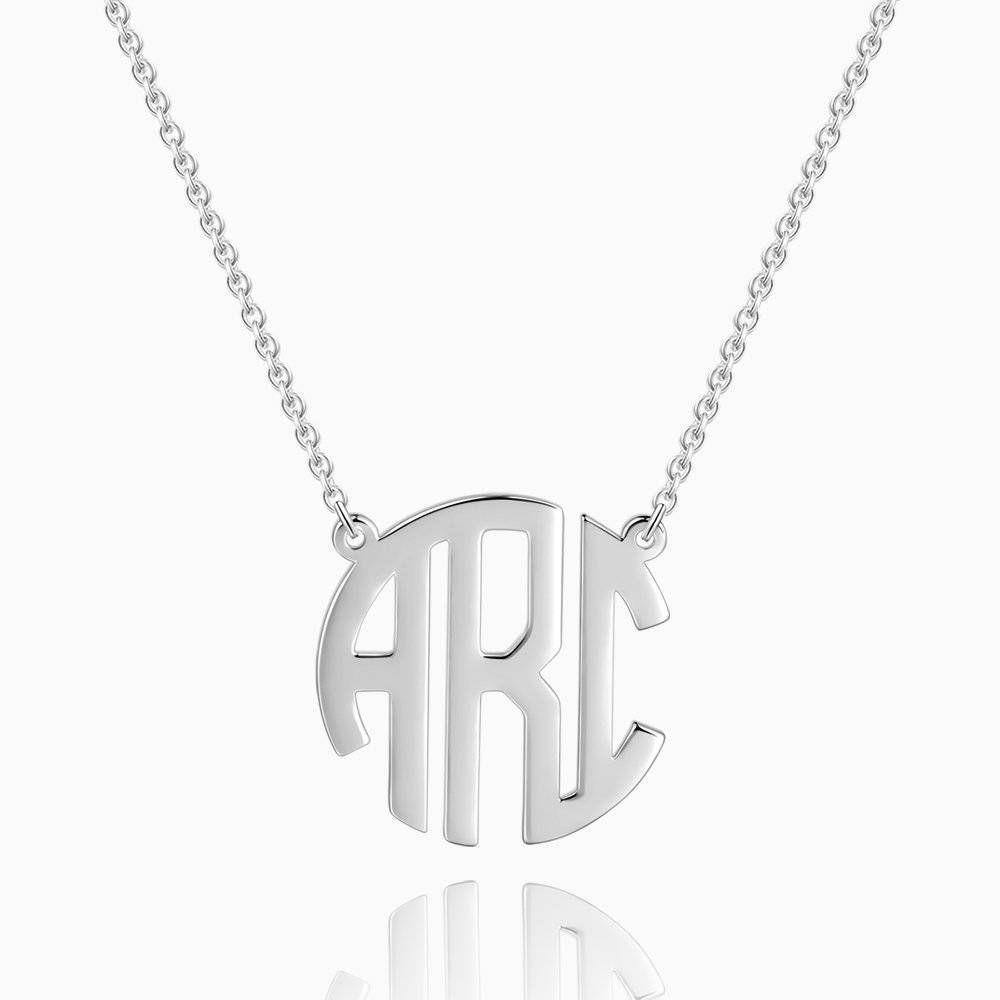 Personalized Block Monogram Necklace Silver