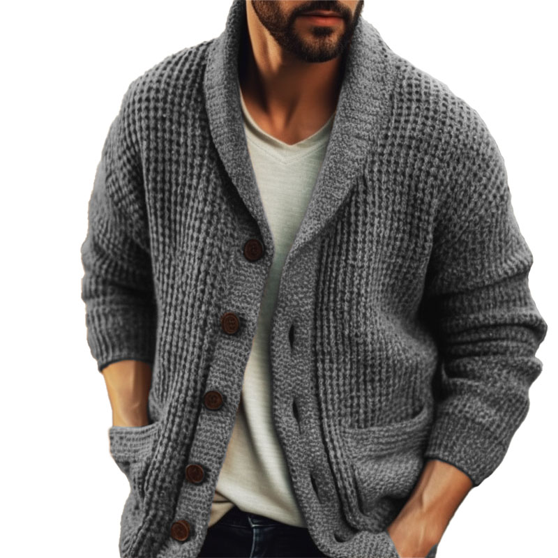 Gentleman's Vintage Lapel Wool Knit Cardigan