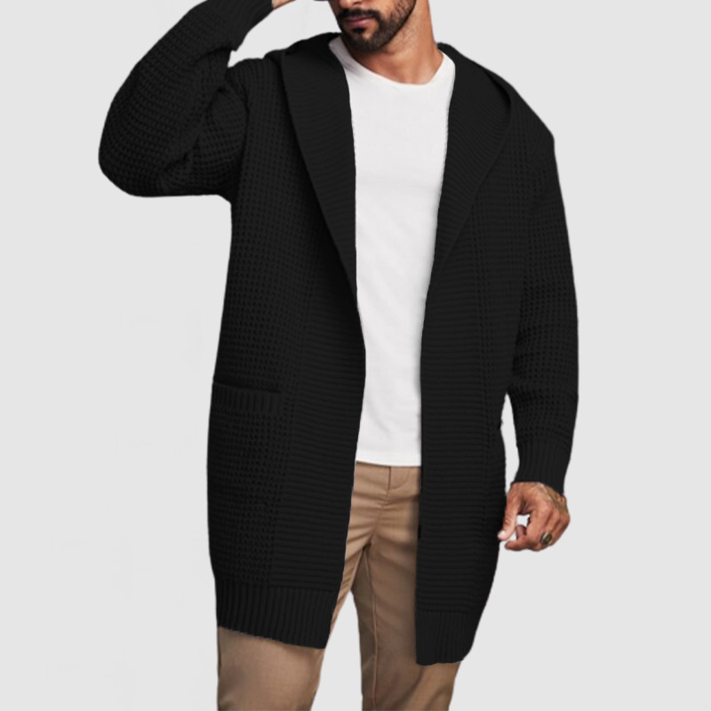Men's Casual Hooded Long-Sleeved Knitted Cardigan