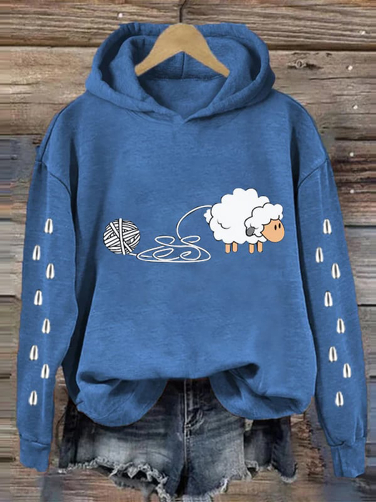 Women's Cute Jesus Sheep Print Hoodie