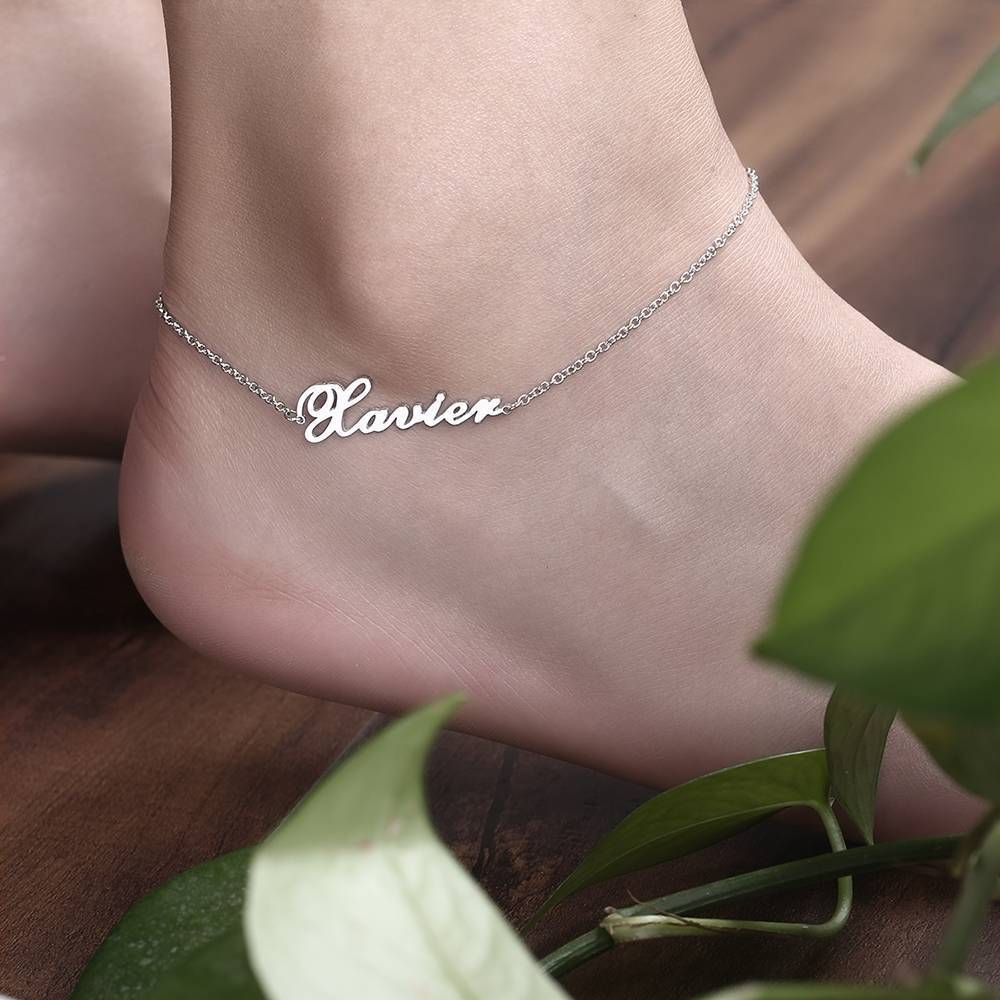 Personalized Name Anklet Sterling - Silver