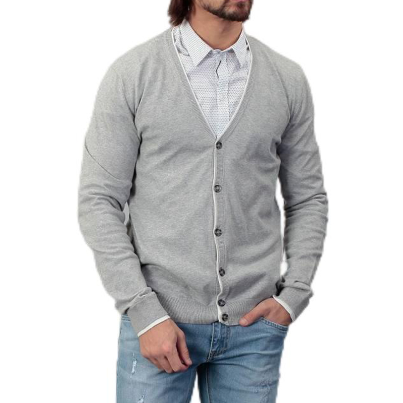 Men's V-neck Knitted Cardigan Long Sleeve Sweater