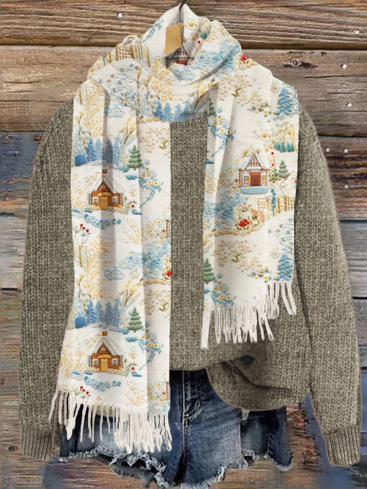 Field & House Embroidery Cozy Knit Scarf