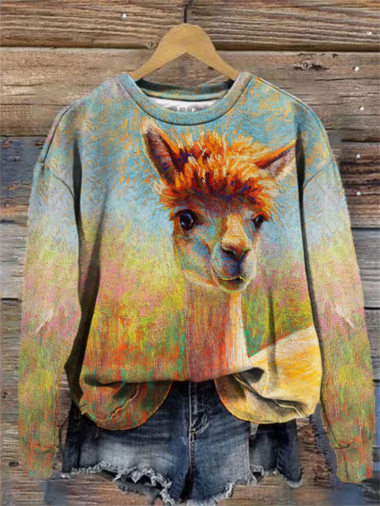 Field Alpaca Oil Print Crew Neck Sweatshirt