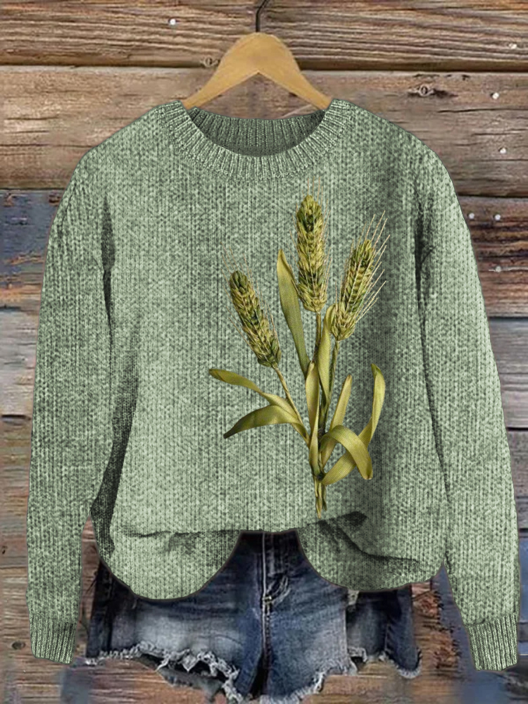 Satin Wheat Fringe Knit Sweater