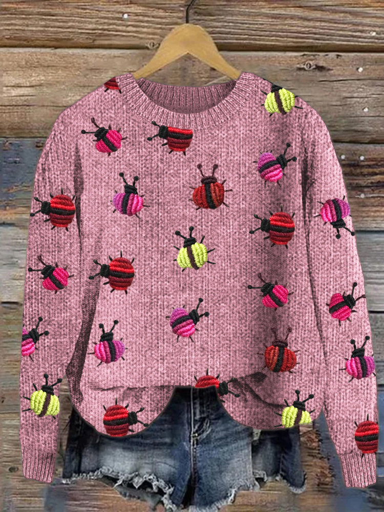 Luminescent Ladybug Knit Pattern Cozy Sweater