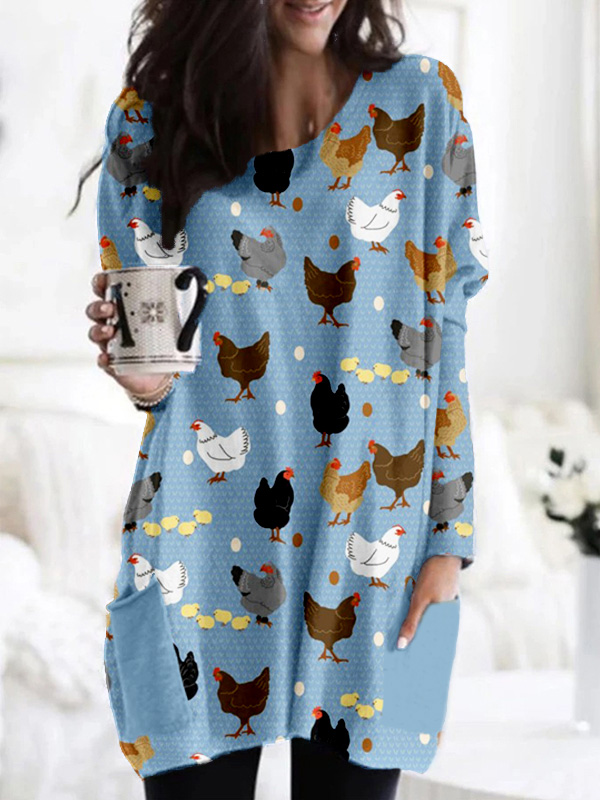 Hens and Chicks Graphic Vintage Comfy Tunic