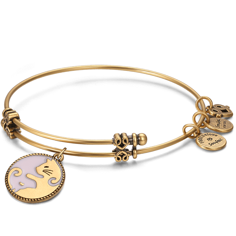 Cat Charm Bangle Gold Plated