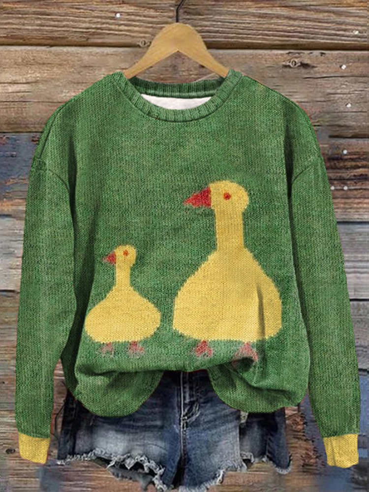 Cute Ducks Print Casual Sweatshirt