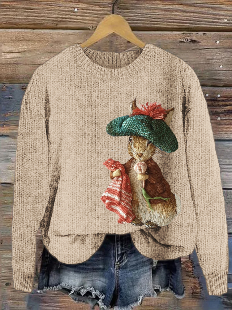 Handkerchief Rabbit Cozy Knit Sweater