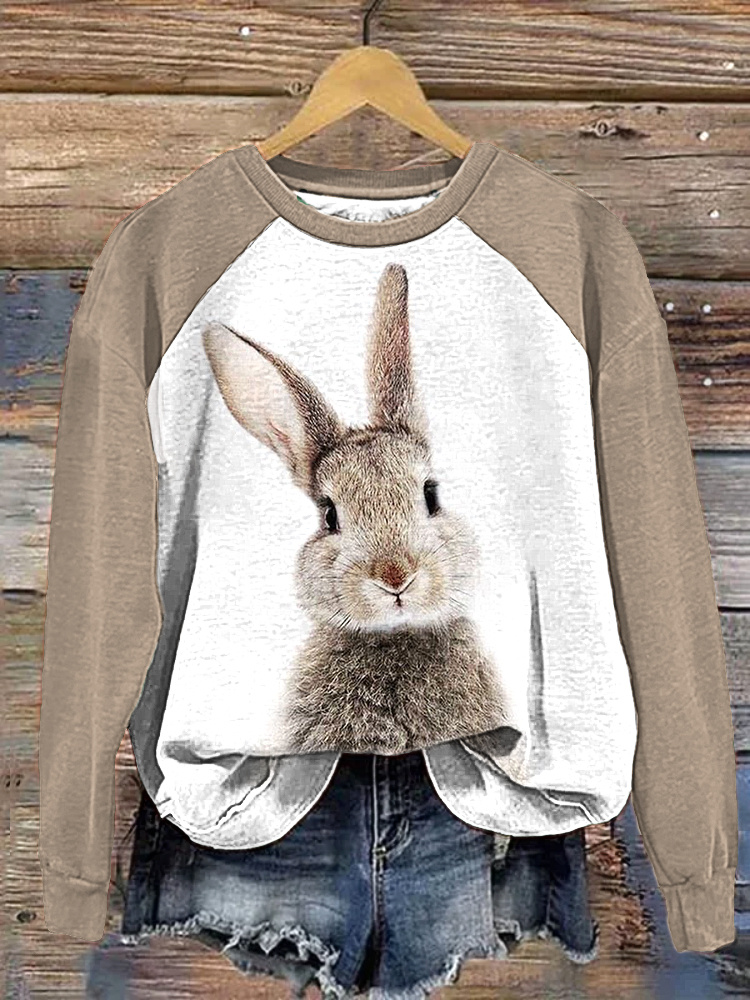 Cute Bunny Print Casual Cozy Sweatshirt