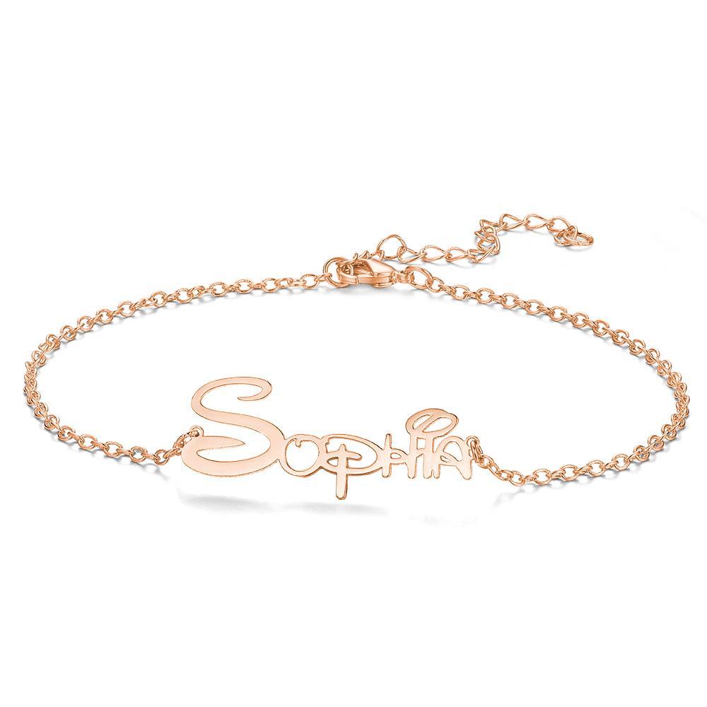 Custom Name Anklet Rose Gold Plated Gift for Friend