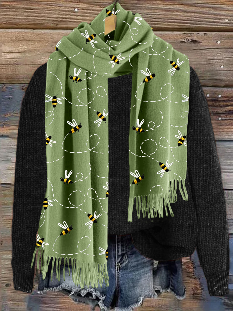 Flying Bees Embroidery Pattern Cozy Scarf