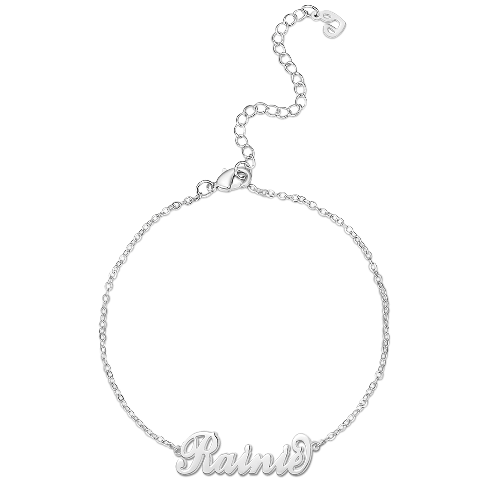 Children's Name Anklet Platinum Plated - Length Adjustable