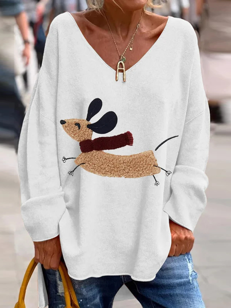 Women's Dog Print Casual Long Sleeve Top