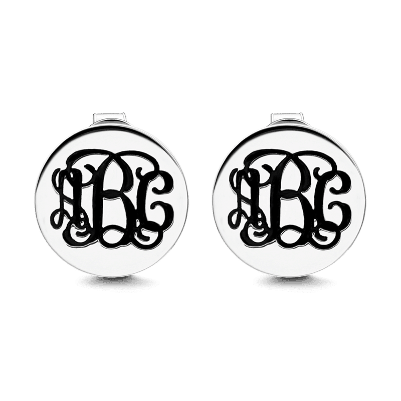 Engraved Monogram Earrings Silver