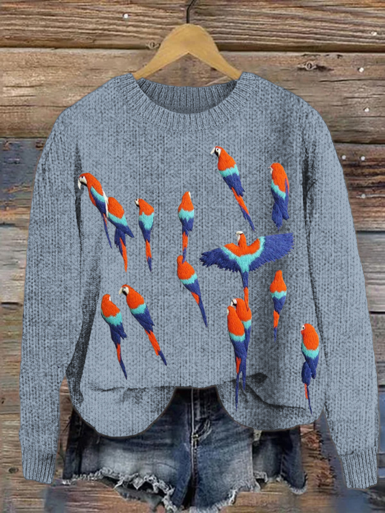 Birds of the Forest Cozy Knit Sweater
