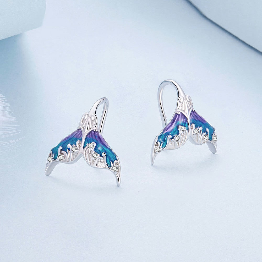 Dreamy Mermaid Tail Earrings Silver