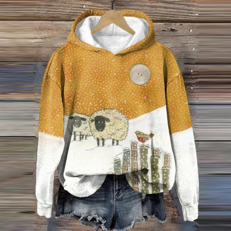 Women's Animal Sheep Comfort Print Hoodie