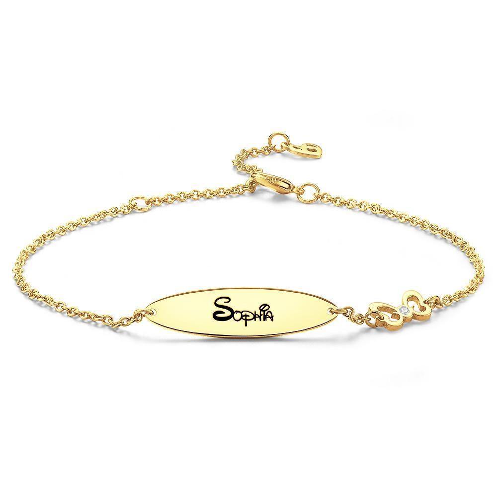 Engraved Bracelet Custom  Name Bracelet Personalized Bracelet 14k Gold Plated