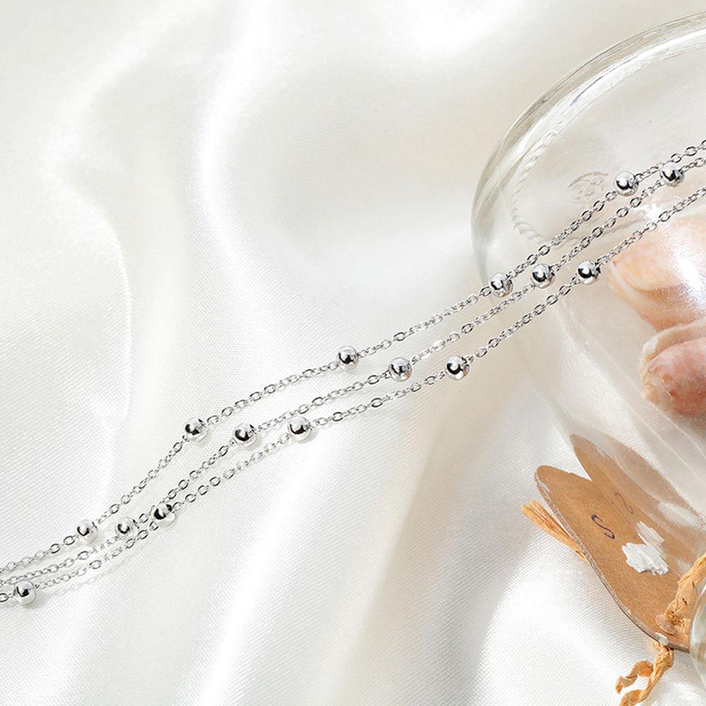 Silver Beaded Multi-layered Anklet