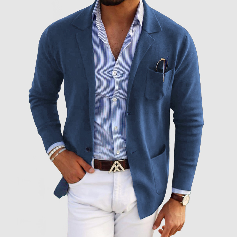 Men's Classic Lapel Pocket Knit Blazer