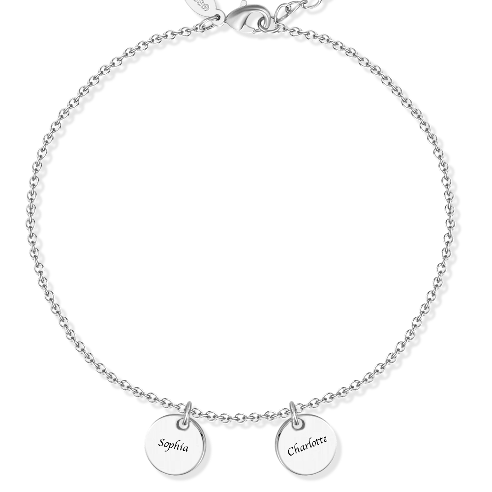 Sterling Silver Engraved Two Coins Anklet