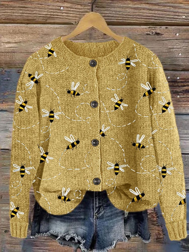 Flying Bees Embroidery Pattern Cozy Cardigan