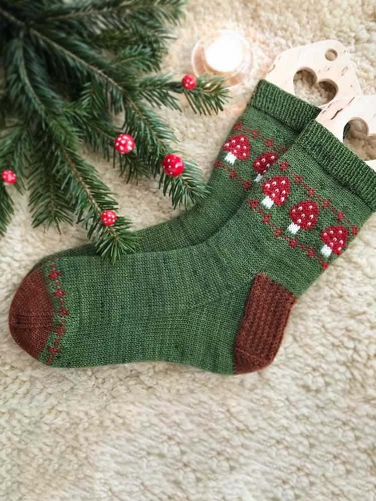 Vintage Colorful Mushrooms Causal Cozy Socks