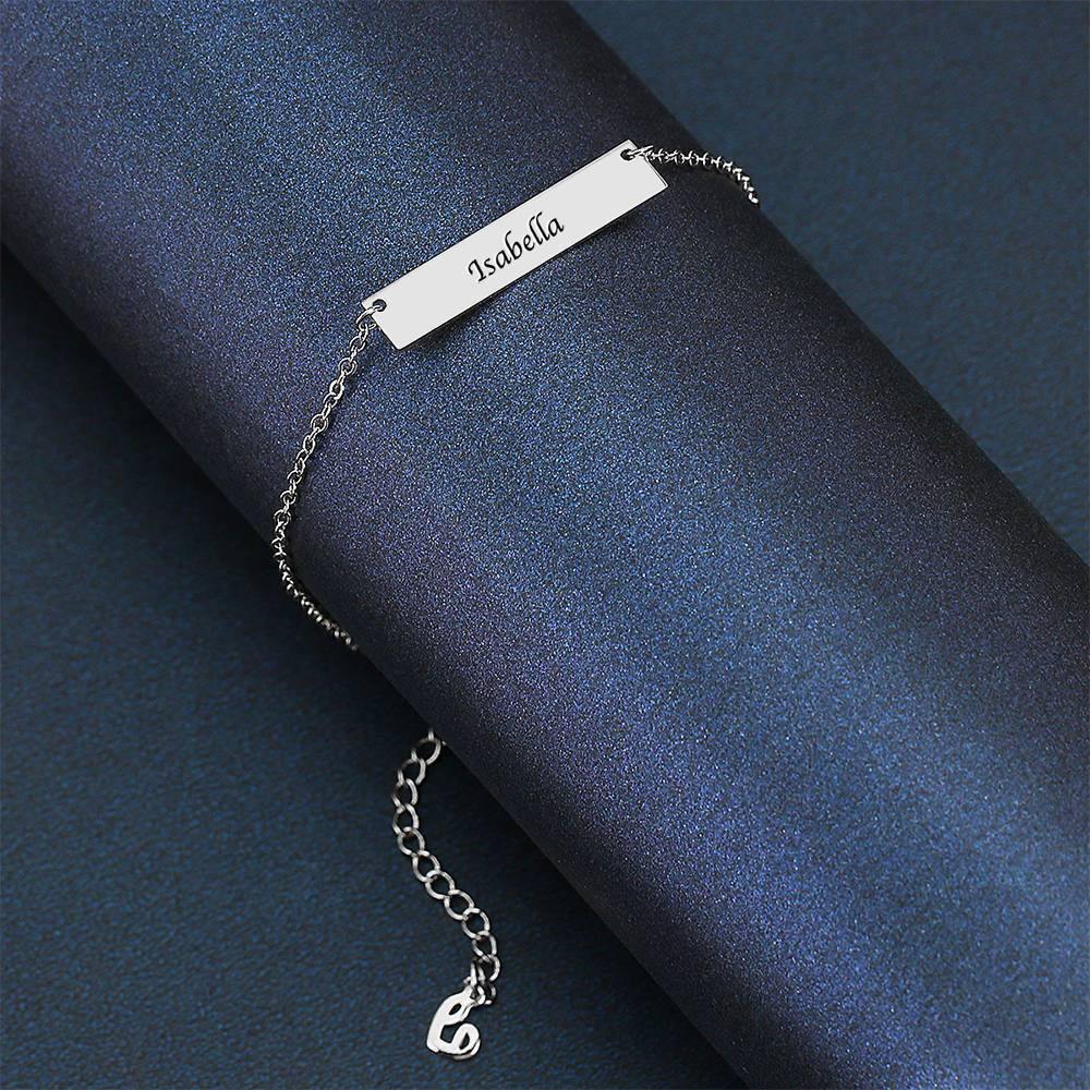 Children's Engraved Bar Anklet Platinum Plated - Length Adjustable
