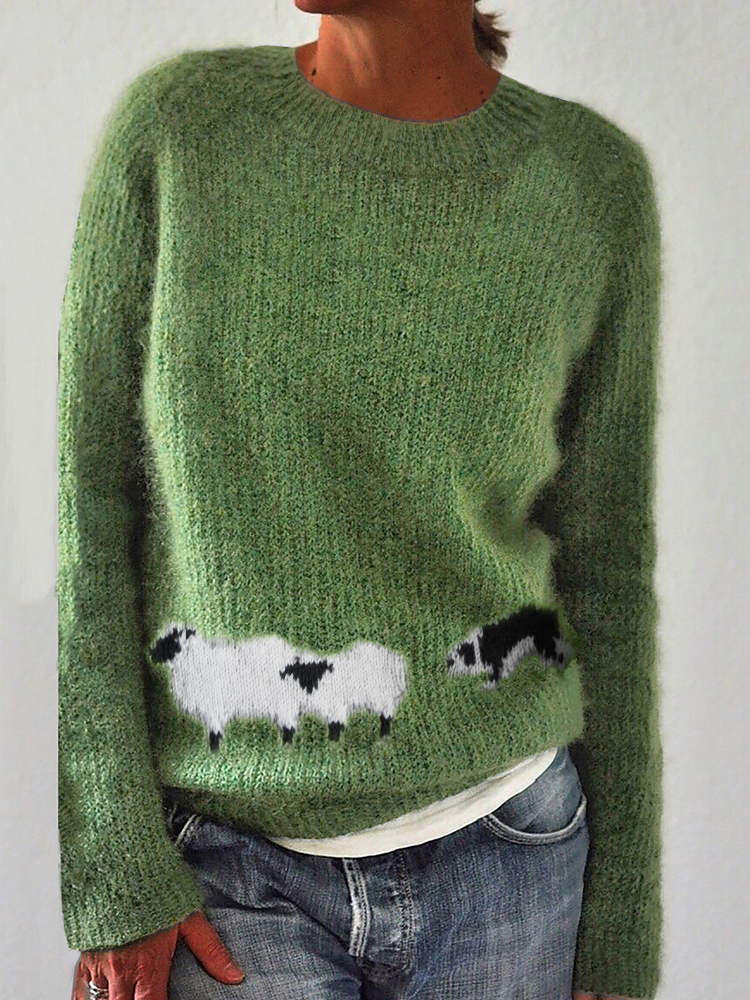 Sheep & Border Collie Inspired Cozy Knit Sweater