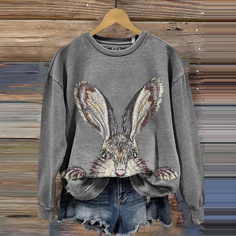 Women's Funny Bunny Print Casual Sweatshirt