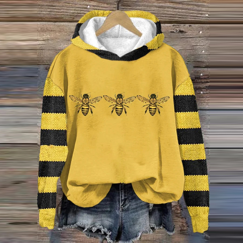 Women's Bee Casual Long Sleeve Sweatshirt Hoodie