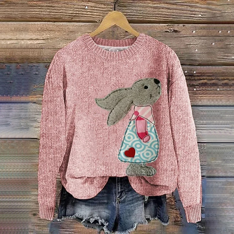 Women's Cute Bunny Print Sweater