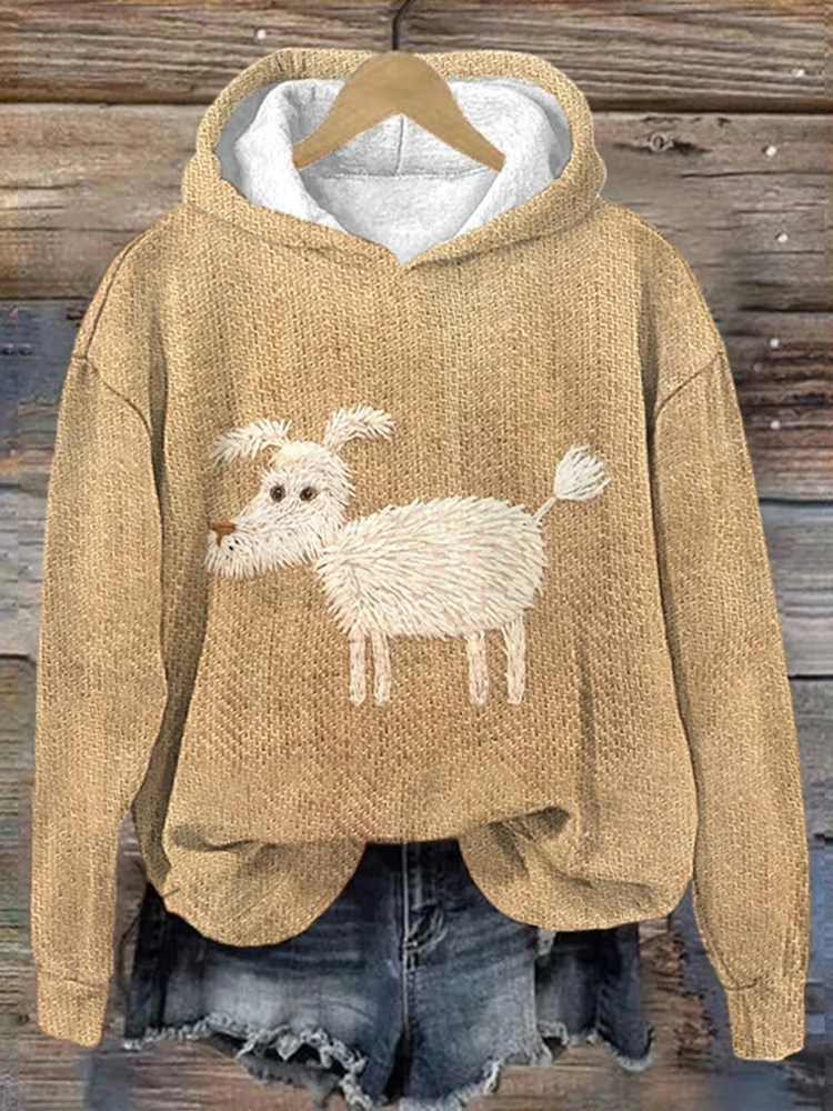 Women's Puppy Print Hooded Sweatshirt