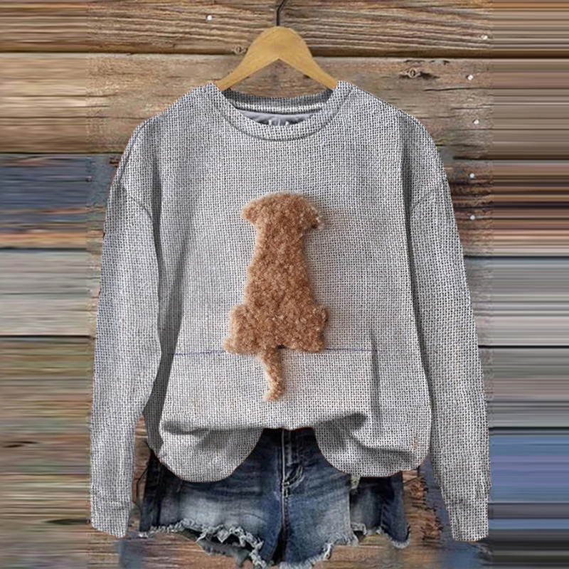 Women'S Dog Print Crew Neck Sweatshirt
